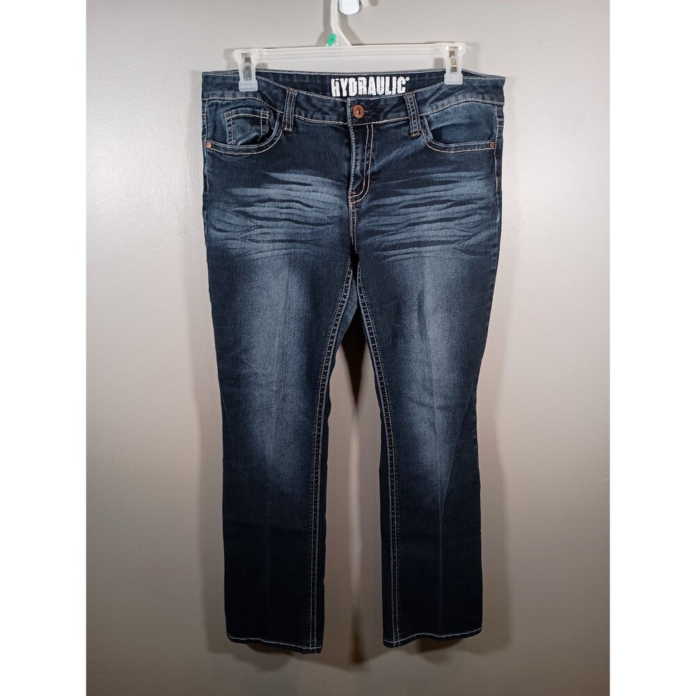 Hydraulic Dark Wash Y2K LOGO Low Rise Boot Cut Womens Jeans Plus Size 18W
